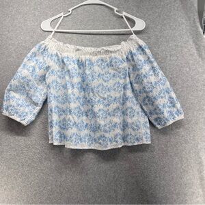 Miami Blue and White Floral Blouse